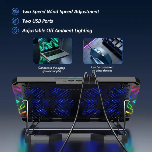Base Enfriadora Trullypine para Laptop 14" – 12 Ventiladores, Ultra Silenciosa, USB, Diseño Ergonómico — imagen 5
